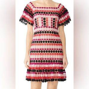 Aijek‎ Tricolor Off-Shoulder Embroidered Mini Dress Size S